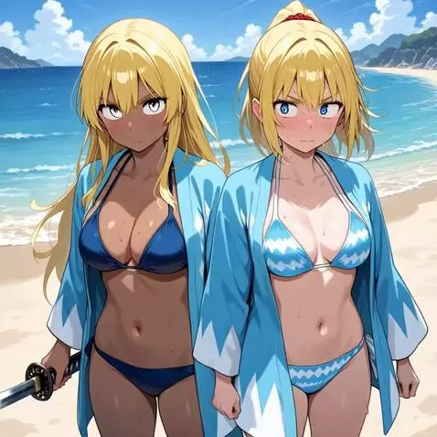 AI Video from prompt: The two girls face each other and cross japanese