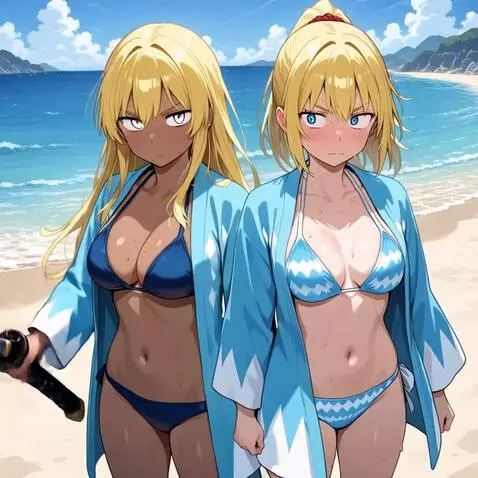 AI Video from prompt: The two girls face each other and cross japanese