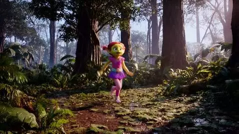 AI Video from prompt: cute girl running through jungle away from monst