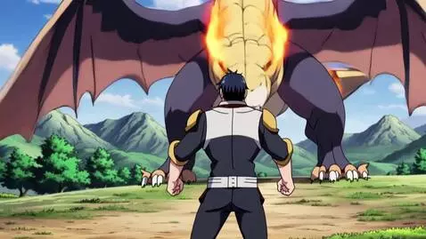 AI Video from prompt: Overpower anime chactor make  him fight a dragon