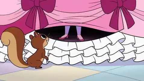 AI Video from prompt: Squirrel Going In Under Hiding Princess Demuraet