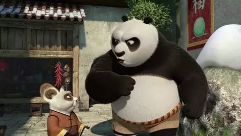 AI Video from prompt: Angry Po says that's it shifu Victor Hammer punc