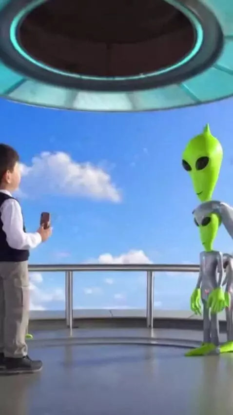 AI Video from prompt: This boy farts and lands on a UFO 🛸 and then the