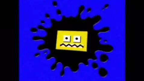 AI Video from prompt: Blue Screen Black Splatter Hand Throws Yellow Re