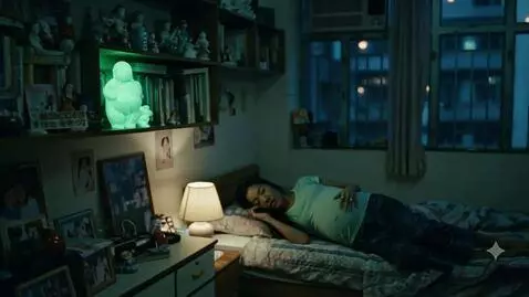 AI Video from prompt: A very full Chinese woman is asleep in her bedro
