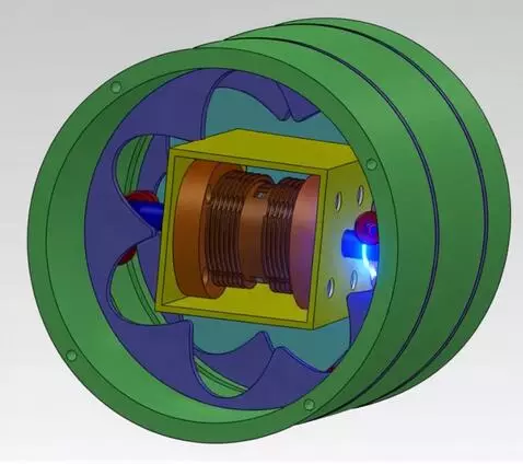 AI Video from prompt: The outer matte-green housing remains completely