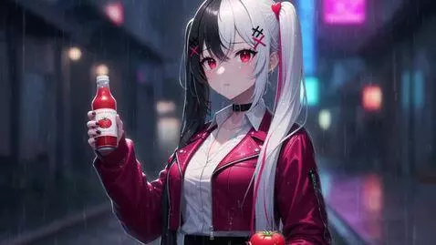 AI Video from prompt: lacrimosa (nte), multicolored hair, black hair, 