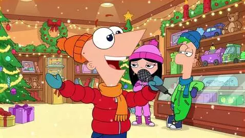 AI Video from prompt: Phineas, Ferb, and Isabella at the Christmas sto