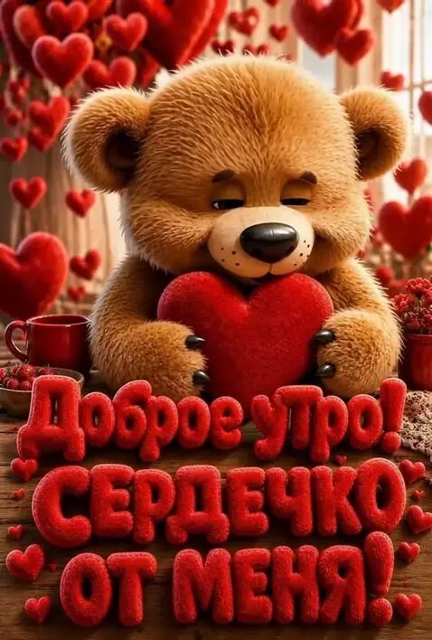 AI Video from prompt: The little Bear smiles, presses a heart to his c
