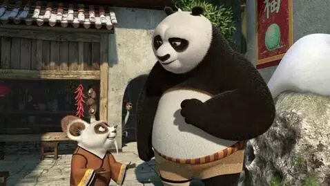 AI Video from prompt: PO and shifu goes to Denmark to eat pizza