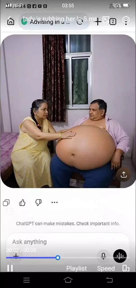 AI Video from prompt: Create a video where this lady is rubbing her le
