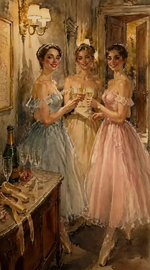 AI Video from prompt: Lovely ballerinas are celebrating the successful