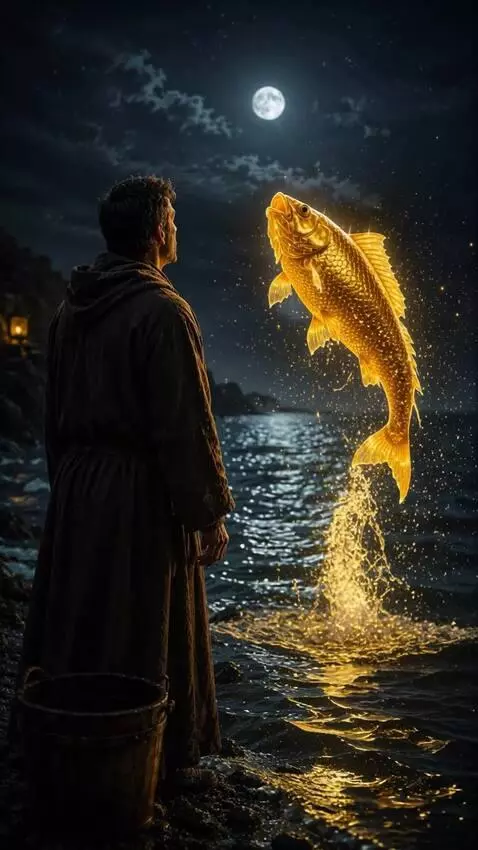 AI Video from prompt: Continue seamlessly. The fisherman stands at the