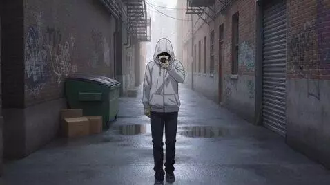 AI Video from prompt: Make this person walk through an alley way then 