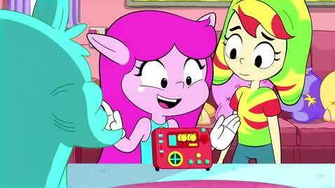 AI Video from prompt: Pinkie Pie and Twilight Sparkle with a joystick 
