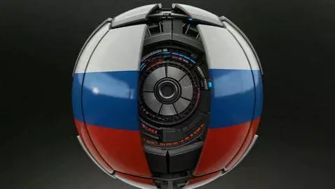AI Video from prompt: A transformer ball painted like Russia flag tran