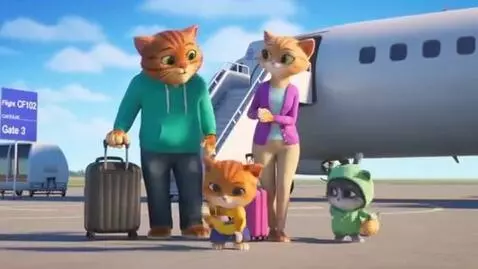 AI Video from prompt: Airport Go Cat Family Airplane Cat Family Dance 