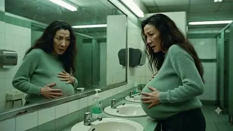 AI Video from prompt: A very full Chinese woman looks at herself with 