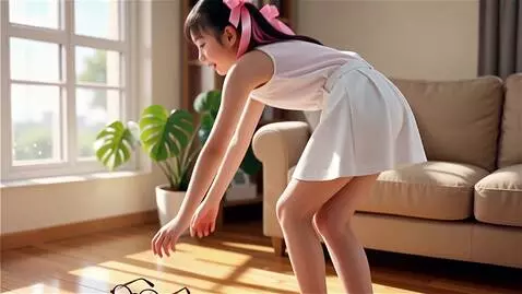 AI Video from prompt: a girl in a short white skirt and pink pigtails 