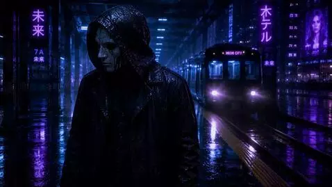 AI Video from prompt: A hunter is coming.  Turns his head first to the