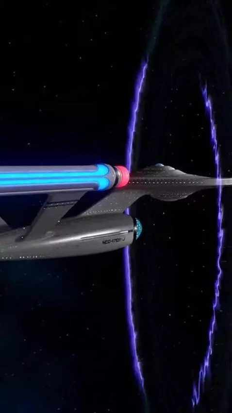 AI Video from prompt: The USS Enterprise-J Sovereign class starship en