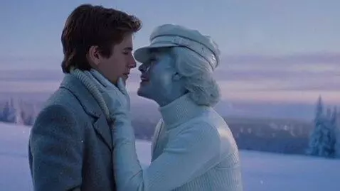 AI Video from prompt: a charming plump sixty-year-old snow queen with 