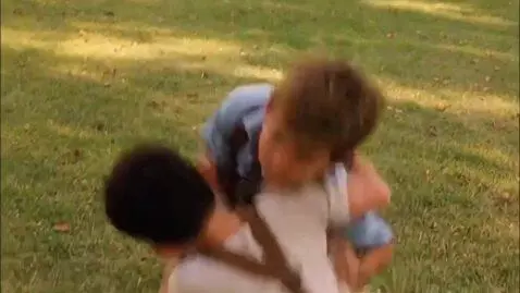 AI Video from prompt: two boys at six years,wearing suspenders,barefoo