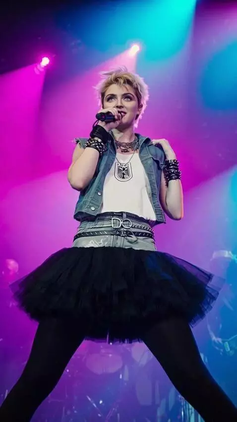 AI Video from prompt: A girl in a short tutu skirt is singing, spinnin