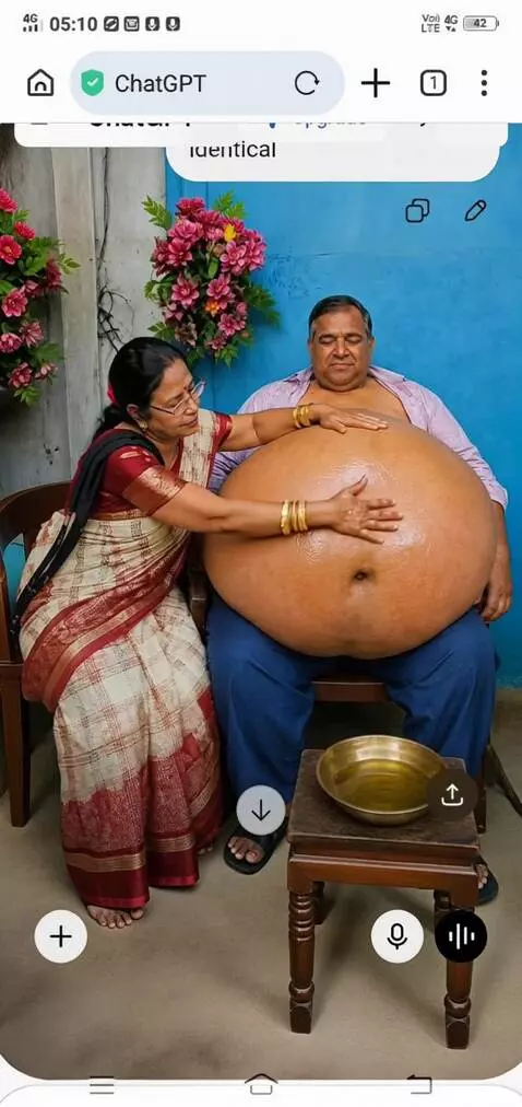 AI Video from prompt: Create a video where this lady is rubbing her bo