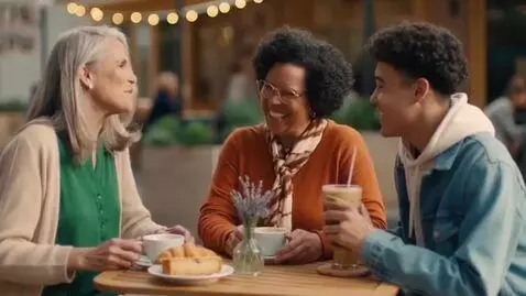 AI Video from prompt: Two mature middle-aged women are kissing an eith
