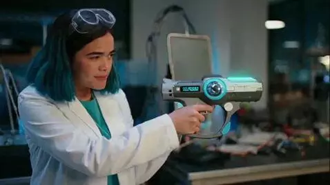 AI Video from prompt: A young 16 year old scientist is testing a new i