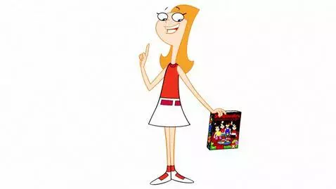 AI Video from prompt: Candace Flynn got a DVD box of Disney's Very Mer
