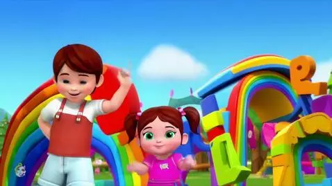 AI Video from prompt: A cheerful little boy and little girl wave to th