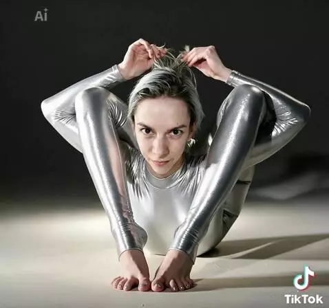 AI Video from prompt: contortionist casually fidgeting with her hands 