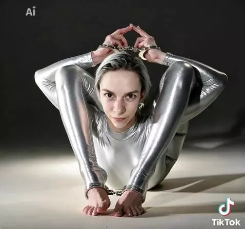 AI Video from prompt: contortionist casually fidgeting with her finger