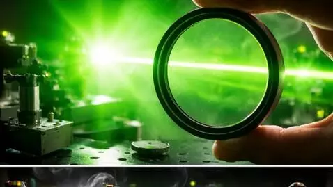 AI Video from prompt: Inside an advanced photonics laboratory. A power