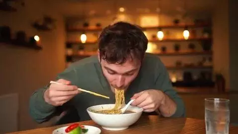 AI Video from prompt: @kcsplaat eats noodles