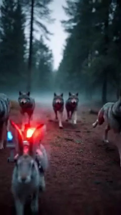 AI Video from prompt: A hare with a siren and flashing lights scares a