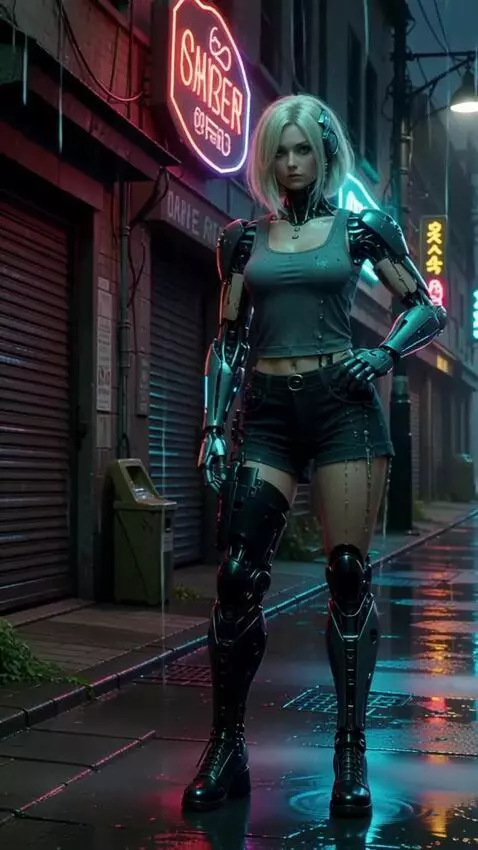 AI Video from prompt: the girl has shoulder-length blonde hair, a bob 