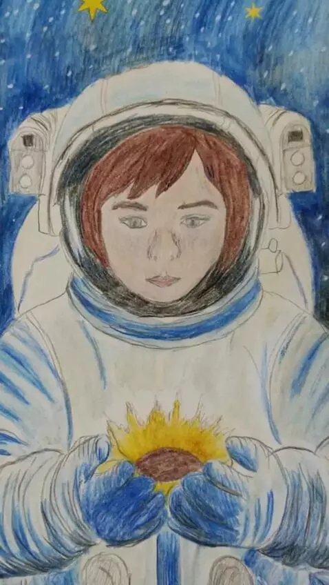 AI Video from prompt: A child holds a glowing seed and looks at it wit