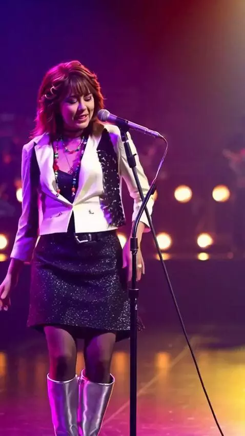 AI Video from prompt: A girl in a short skirt is singing a song and do