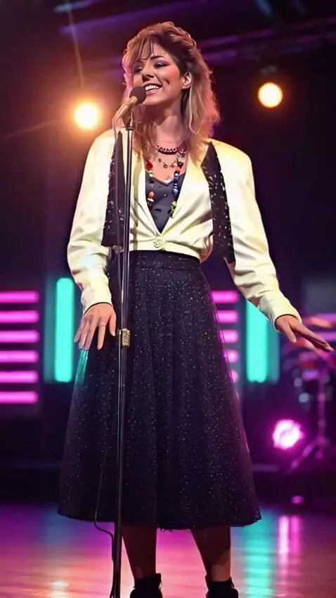 AI Video from prompt: A girl in a skirt is singing a song and doing a 