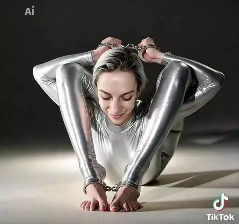 AI Video from prompt: Contortionist rapidly and nervously fidgeting wi