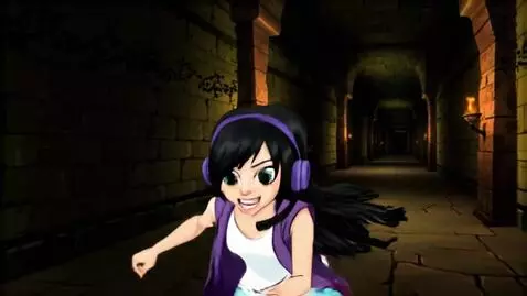 AI Video from prompt: Girl run out from monsters in Dungeon. Here is a