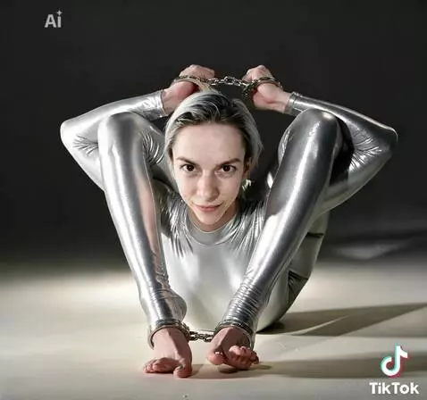 AI Video from prompt: Contortionist rapidly and nervously fidgeting wi