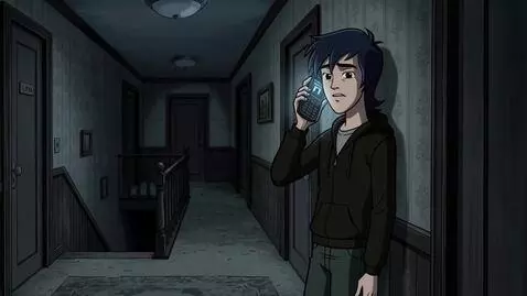 AI Video from prompt: Lance calls Newton on the phone in the upstairs 