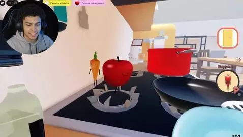 AI Video from prompt: A YouTuber plays a game about food and comments 