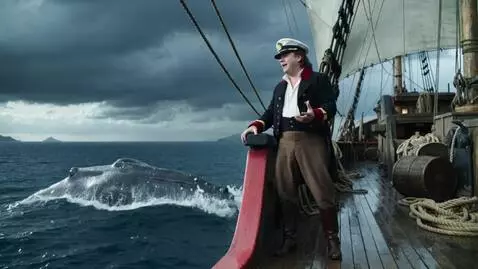 AI Video from prompt: Have the captain sing " Whale of a tail" to Moby