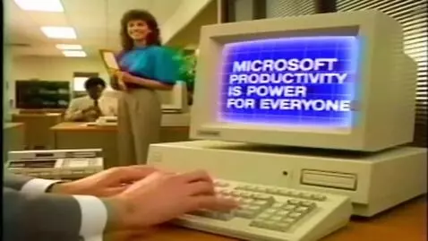 AI Video from prompt: Microsoft 1986 comercial