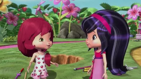 AI Video from prompt: Strawberry Shortcake and Cherry Jam are planting